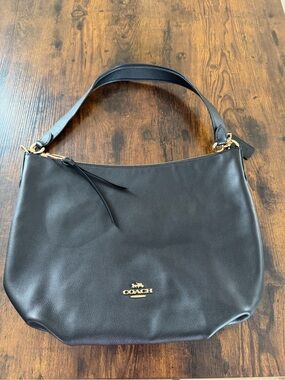 Coach Black Pebbled Leather Shoulder Bag with Gold Hardware